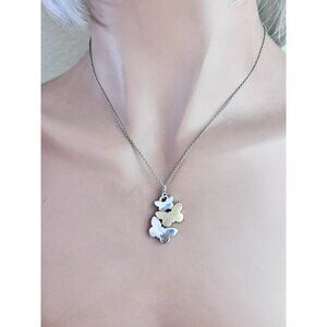 Brighton Wonderwing Butterfly Silver Brushed Gold Tone Pendant Necklace